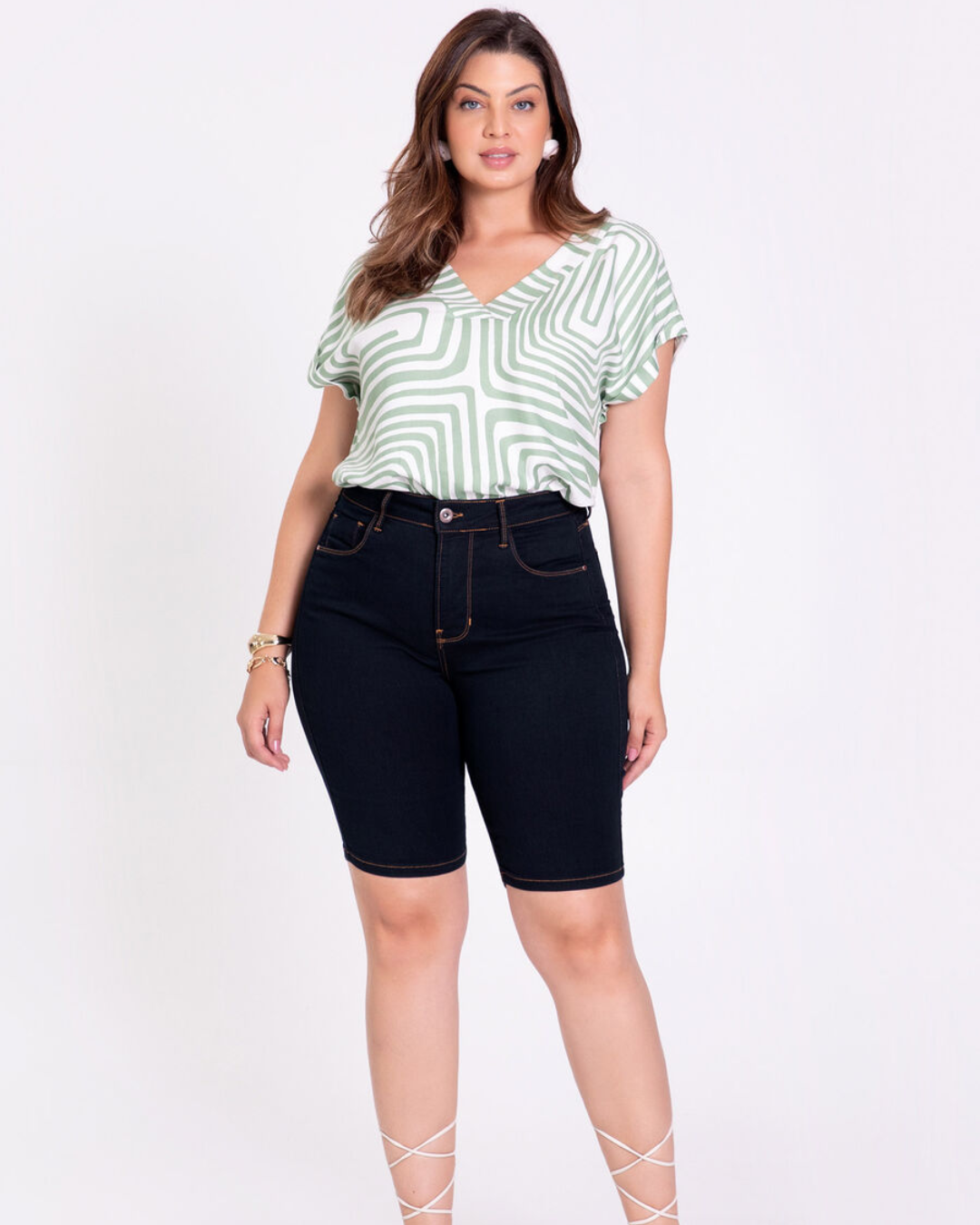 Bermuda jeans hot sale ciclista plus size